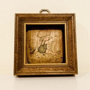 Rare Vintage Precious Moments Wooden Framed Art Collectable